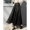 imagechouyatou Womens Lace Crochet Eyelet Dress Patterned Ruffle Flared Elastic Waist Flowy A Line Midi SkirtBlack