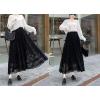 imagechouyatou Womens Lace Crochet Eyelet Dress Patterned Ruffle Flared Elastic Waist Flowy A Line Midi SkirtBlack