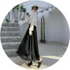 imagechouyatou Womens Lace Crochet Eyelet Dress Patterned Ruffle Flared Elastic Waist Flowy A Line Midi SkirtBlack