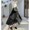 imagechouyatou Womens Lace Crochet Eyelet Dress Patterned Ruffle Flared Elastic Waist Flowy A Line Midi SkirtBlack