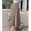 imagechouyatou Womens Lace Crochet Eyelet Dress Patterned Ruffle Flared Elastic Waist Flowy A Line Midi SkirtCoffee