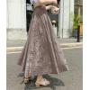 imagechouyatou Womens Lace Crochet Eyelet Dress Patterned Ruffle Flared Elastic Waist Flowy A Line Midi SkirtCoffee