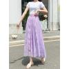 imagechouyatou Womens Lace Crochet Eyelet Dress Patterned Ruffle Flared Elastic Waist Flowy A Line Midi SkirtPurple