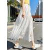 imagechouyatou Womens Lace Crochet Eyelet Dress Patterned Ruffle Flared Elastic Waist Flowy A Line Midi SkirtWhite