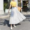 imagechouyatou Womens Lace Crochet Eyelet Dress Patterned Ruffle Flared Elastic Waist Flowy A Line Midi SkirtWhite