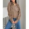 imagechouyatou Womens Notched Lapel Pu Leather Jacket Boyfriend Motorcycle Faux Leather Jacket Outerwear CoatKhaki
