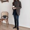 imagechouyatou Womens Plaid Fall Winter Business Casual Wool Blazer Jacket Single Breasted Dressy Work CoatCoffee