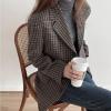 imagechouyatou Womens Plaid Fall Winter Business Casual Wool Blazer Jacket Single Breasted Dressy Work CoatCoffee