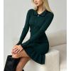 imagechouyatou Womens Sexy Sweater Ribbed Knit Mini Dress Ruffle Hem Mermaid Short Dress Long Sleeve Bodycon Party DressBlackish Green