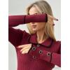 imagechouyatou Womens Sexy Sweater Ribbed Knit Mini Dress Ruffle Hem Mermaid Short Dress Long Sleeve Bodycon Party DressWine Red