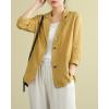 imagechouyatou Womens Summer Casual 2 Button Office Work Linen Blazer Jacket Suit Small Yellow