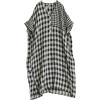 imagechouyatou Womens Summer Casual Loose Linen Dress Oversized Plaid Gingham Splicing Midi Cotton DressBlack