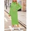 imagechouyatou Womens Turtleneck 2 Piece Outfits Loose Ribbed Knit Cross Wrap Sweater and Midi Bodycon Skirt SetsGrass Green