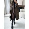 imagechouyatou Womens Winter Casual Herringbone Wool Coat Double Breasted Notch Collar Dressy Long Trench CoatBrown