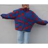imagechouyatou Womens Winter Casual Spliced Floral Fleece Jacket Fall Fuzzy Oversized Faux Fur Sherpa JacketBlue