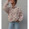 imagechouyatou Womens Winter Casual Spliced Floral Fleece Jacket Fall Fuzzy Oversized Faux Fur Sherpa JacketWhite
