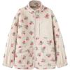 imagechouyatou Womens Winter Casual Spliced Floral Fleece Jacket Fall Fuzzy Oversized Faux Fur Sherpa JacketWhite