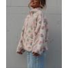 imagechouyatou Womens Winter Casual Spliced Floral Fleece Jacket Fall Fuzzy Oversized Faux Fur Sherpa JacketWhite