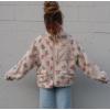 imagechouyatou Womens Winter Casual Spliced Floral Fleece Jacket Fall Fuzzy Oversized Faux Fur Sherpa JacketWhite