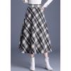 imagechouyatou Womens Winter Elastic Waist Wool Plaid Skirt Fall ALine Pleated Midi Long Skater SkirtApricot