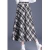 imagechouyatou Womens Winter Elastic Waist Wool Plaid Skirt Fall ALine Pleated Midi Long Skater SkirtApricot