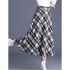imagechouyatou Womens Winter Elastic Waist Wool Plaid Skirt Fall ALine Pleated Midi Long Skater SkirtApricot
