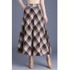 imagechouyatou Womens Winter Elastic Waist Wool Plaid Skirt Fall ALine Pleated Midi Long Skater SkirtKhaki