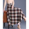 imagechouyatou Womens Winter Elastic Waist Wool Plaid Skirt Fall ALine Pleated Midi Long Skater SkirtKhaki
