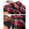 imagechouyatou Womens Winter Elastic Waist Wool Plaid Skirt Fall ALine Pleated Midi Long Skater SkirtRed Black