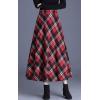 imagechouyatou Womens Winter Elastic Waist Wool Plaid Skirt Fall ALine Pleated Midi Long Skater SkirtRed Black