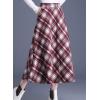 imagechouyatou Womens Winter Elastic Waist Wool Plaid Skirt Fall ALine Pleated Midi Long Skater SkirtRed White