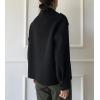 imagechouyatou Womens Winter Notch Lapel Cropped Wool Jacket Coat Open Front Loose Dressy Blazer Trench CoatBlack