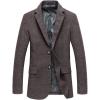 imagechouyatou Mens Classic Plaid TwoButton Wool Blend Tailored Suit Separate Coat Medium Coffee