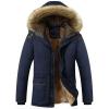 imagechouyatou Mens Winter Removable Hooded FrostFighter Sherpa Lined Midi Packable Parka JacketsNavyblue