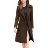 imagechouyatou Women Elegant Notched Collar Double Breasted Wool Blend Over CoatCoffee