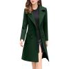imagechouyatou Women Elegant Notched Collar Double Breasted Wool Blend Over CoatGreen