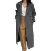 imagechouyatou Womens 2025 Winter Wool Overcoat Turn Down Collar Long Peacoat Business Casual Trench CoatsGrey