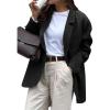 imagechouyatou Womens Business Casual Wool Coat Button Down Suit Top Notch Lapel Dressy Blazer Jacket CoatBlack
