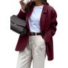 imagechouyatou Womens Business Casual Wool Coat Button Down Suit Top Notch Lapel Dressy Blazer Jacket CoatBurgundy