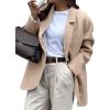 imagechouyatou Womens Business Casual Wool Coat Button Down Suit Top Notch Lapel Dressy Blazer Jacket CoatKhaki