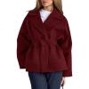 imagechouyatou Womens Business Casual Wool Coat Suit Top Loose Dressy Blazer Jacket Trench Coat with BeltRed