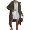 imagechouyatou Womens Cable Knit Hooded Long Cardigans Open Front Slouchy Cardigan Sweater Trench Coat Jacket with PocketsArmy Green