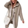 imagechouyatou Womens Casual Hooded Chunky Cardigans Slouchy Oversize Knitted Mid Long Cardigan Sweater Outerwear JacketKhaki