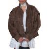 imagechouyatou Womens Fall Boyfriend Faux Suede Leather Jacket Oversized Business Casual Button Down CoatCoffee