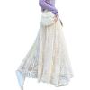 imagechouyatou Womens Lace Crochet Eyelet Dress Patterned Ruffle Flared Elastic Waist Flowy A Line Midi SkirtBeige