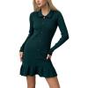 imagechouyatou Womens Sexy Sweater Ribbed Knit Mini Dress Ruffle Hem Mermaid Short Dress Long Sleeve Bodycon Party DressBlackish Green