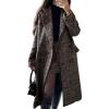 imagechouyatou Womens Winter Casual Herringbone Wool Coat Double Breasted Notch Collar Dressy Long Trench CoatBrown