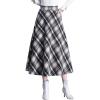 imagechouyatou Womens Winter Elastic Waist Wool Plaid Skirt Fall ALine Pleated Midi Long Skater SkirtApricot