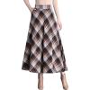 imagechouyatou Womens Winter Elastic Waist Wool Plaid Skirt Fall ALine Pleated Midi Long Skater SkirtKhaki