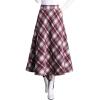 imagechouyatou Womens Winter Elastic Waist Wool Plaid Skirt Fall ALine Pleated Midi Long Skater SkirtRed White